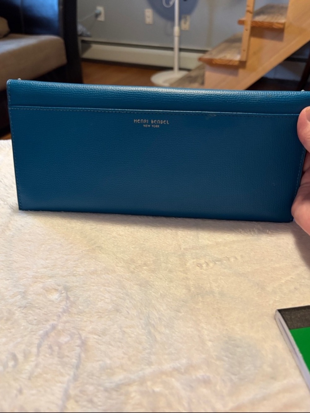 Henri Bendel Teal Stud-Trim Envelope Wallet Clutch - Picture 10 of 11